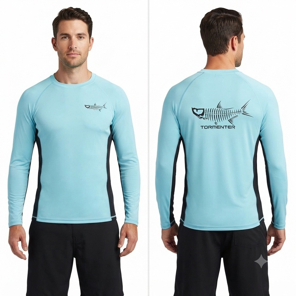 Tormenter Fishing Rash Guard Shirt Mens Medium Rash Guard Long Sleeve SPF 50